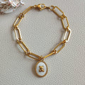 Mother-of-pearl medal chain bracelet