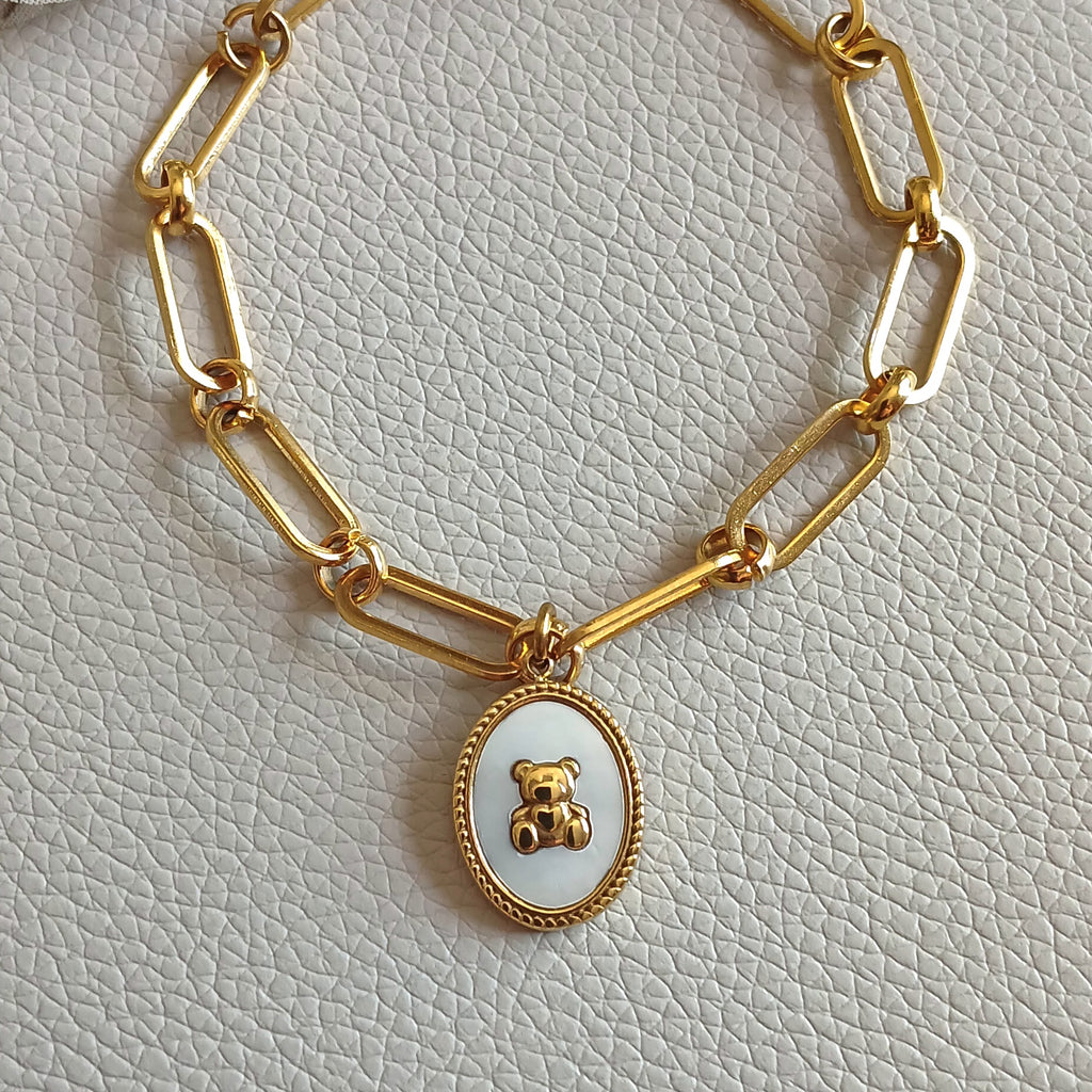 Mother-of-pearl medal chain bracelet