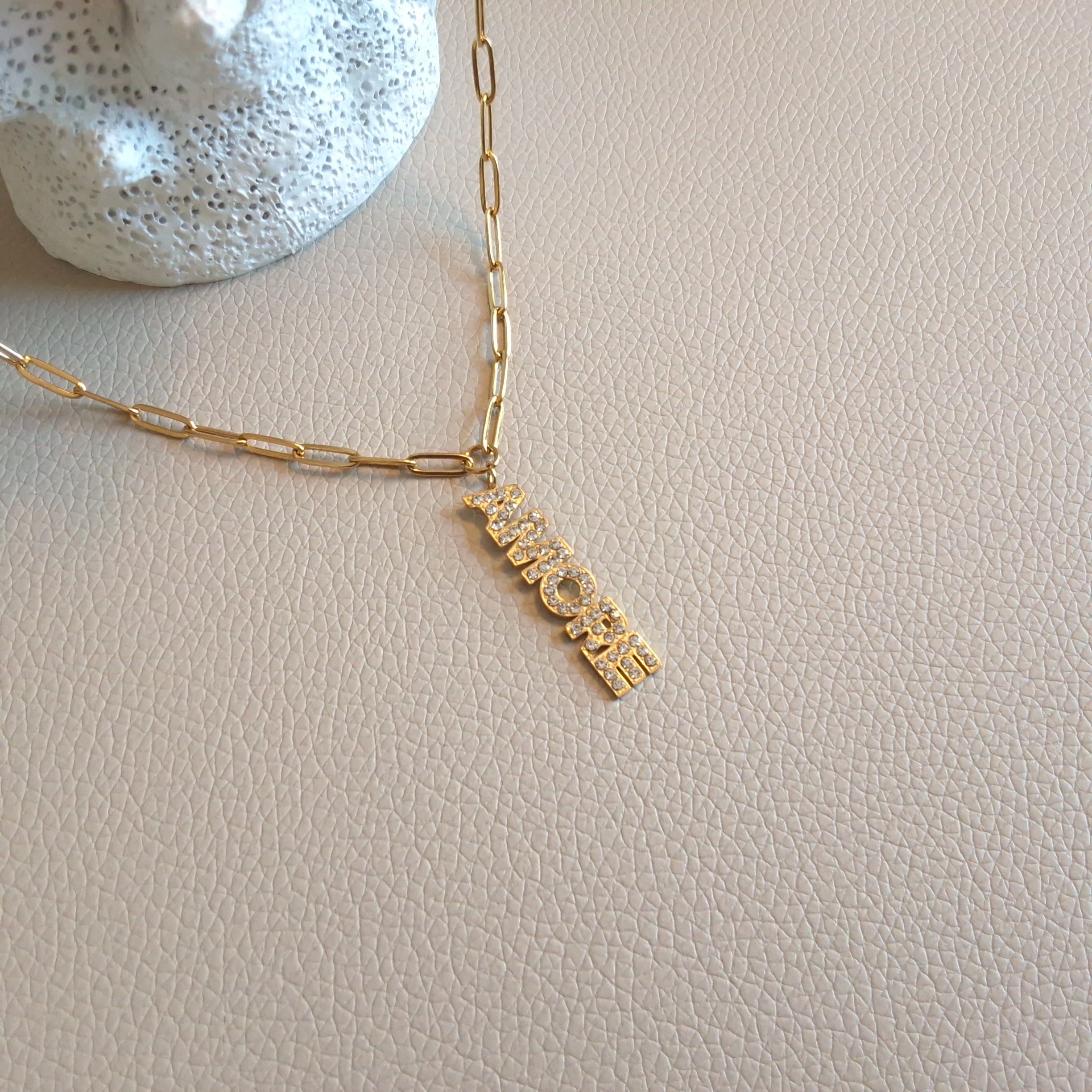 Collier chaîne pendentif strass