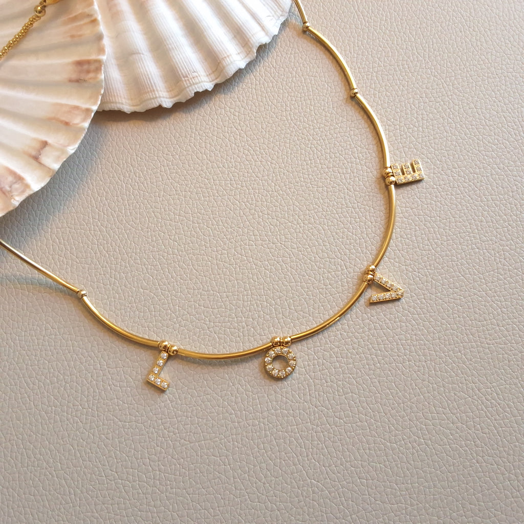 LOVE steel tube necklace