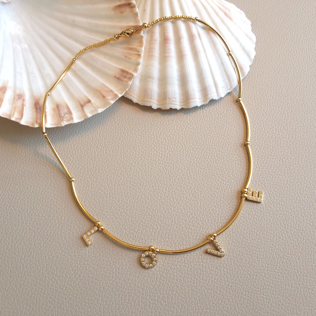 LOVE steel tube necklace