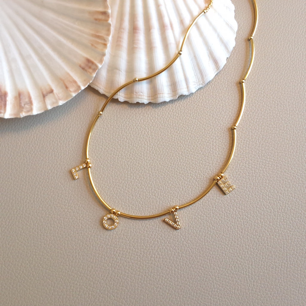 LOVE steel tube necklace