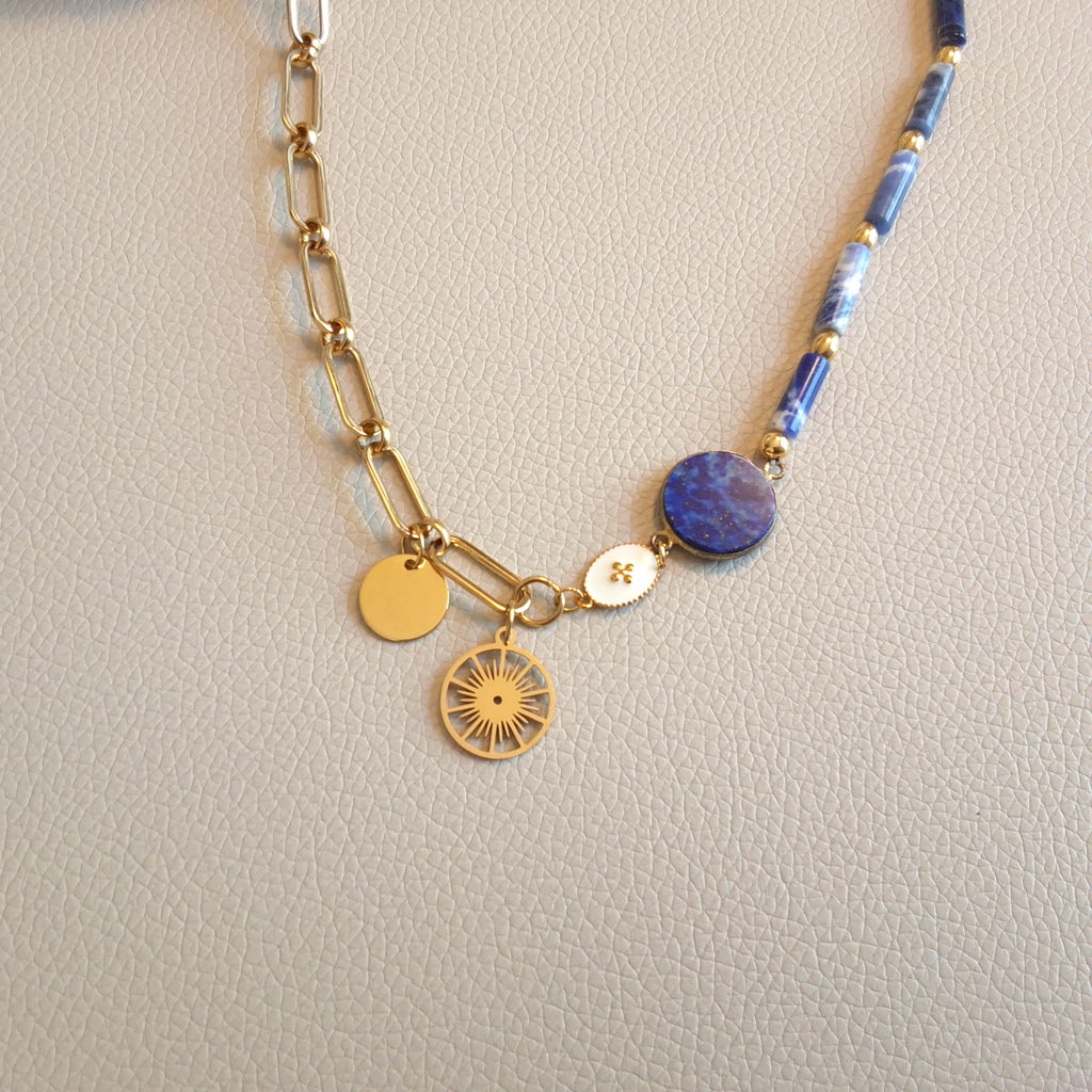 Sodalite necklace with chain