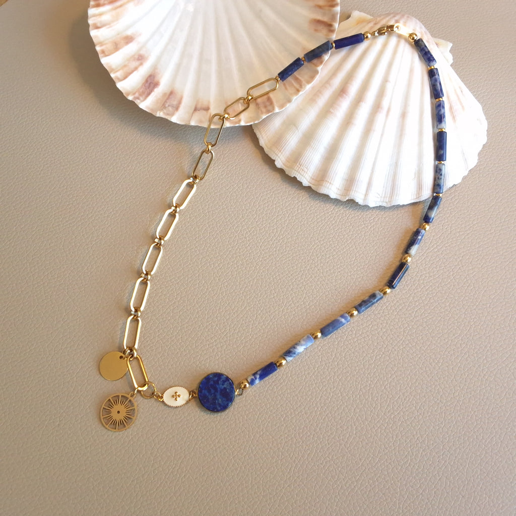 Sodalite necklace with chain