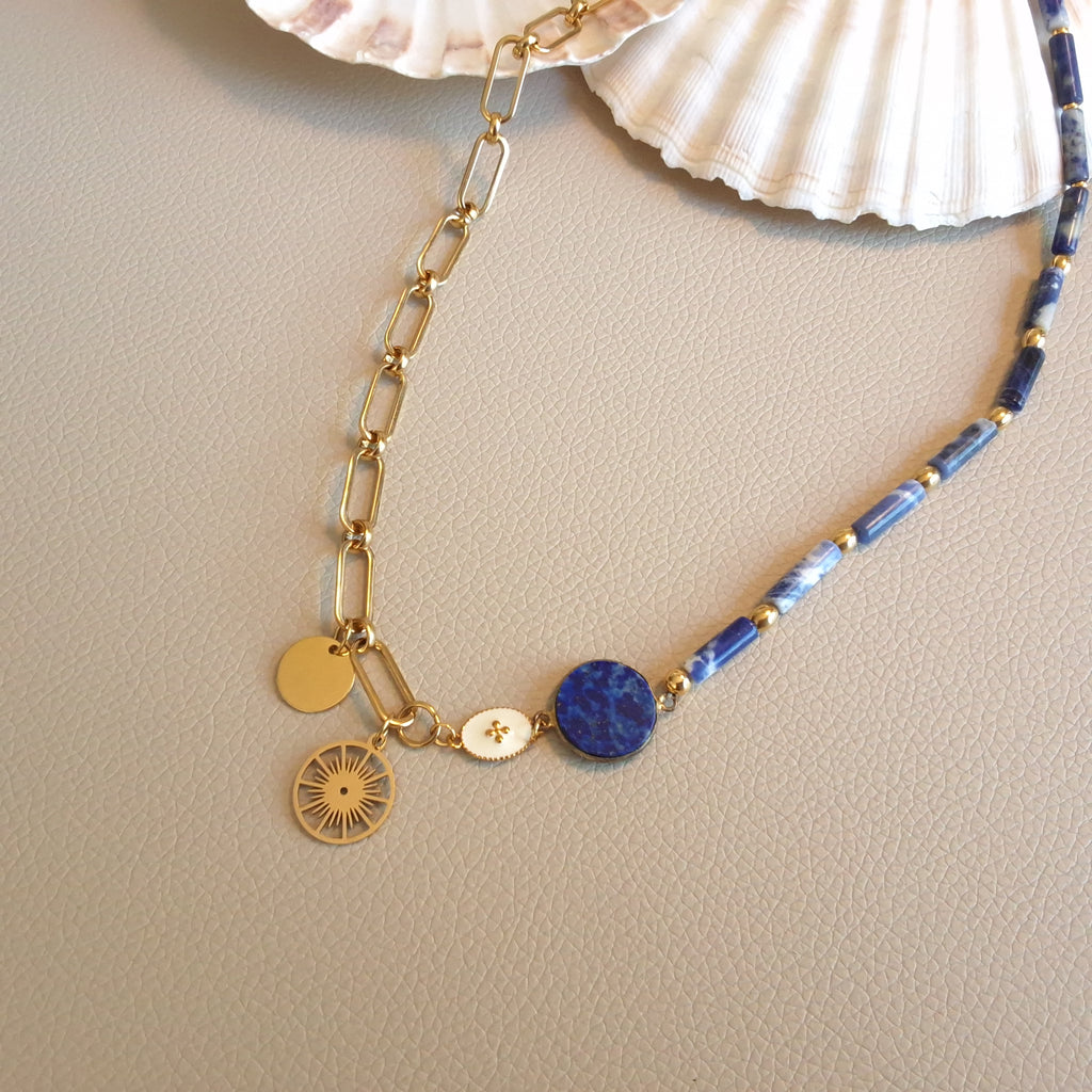Sodalite necklace with chain