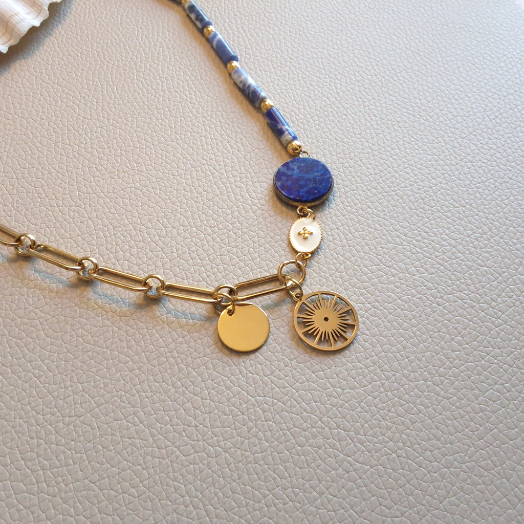 Sodalite necklace with chain