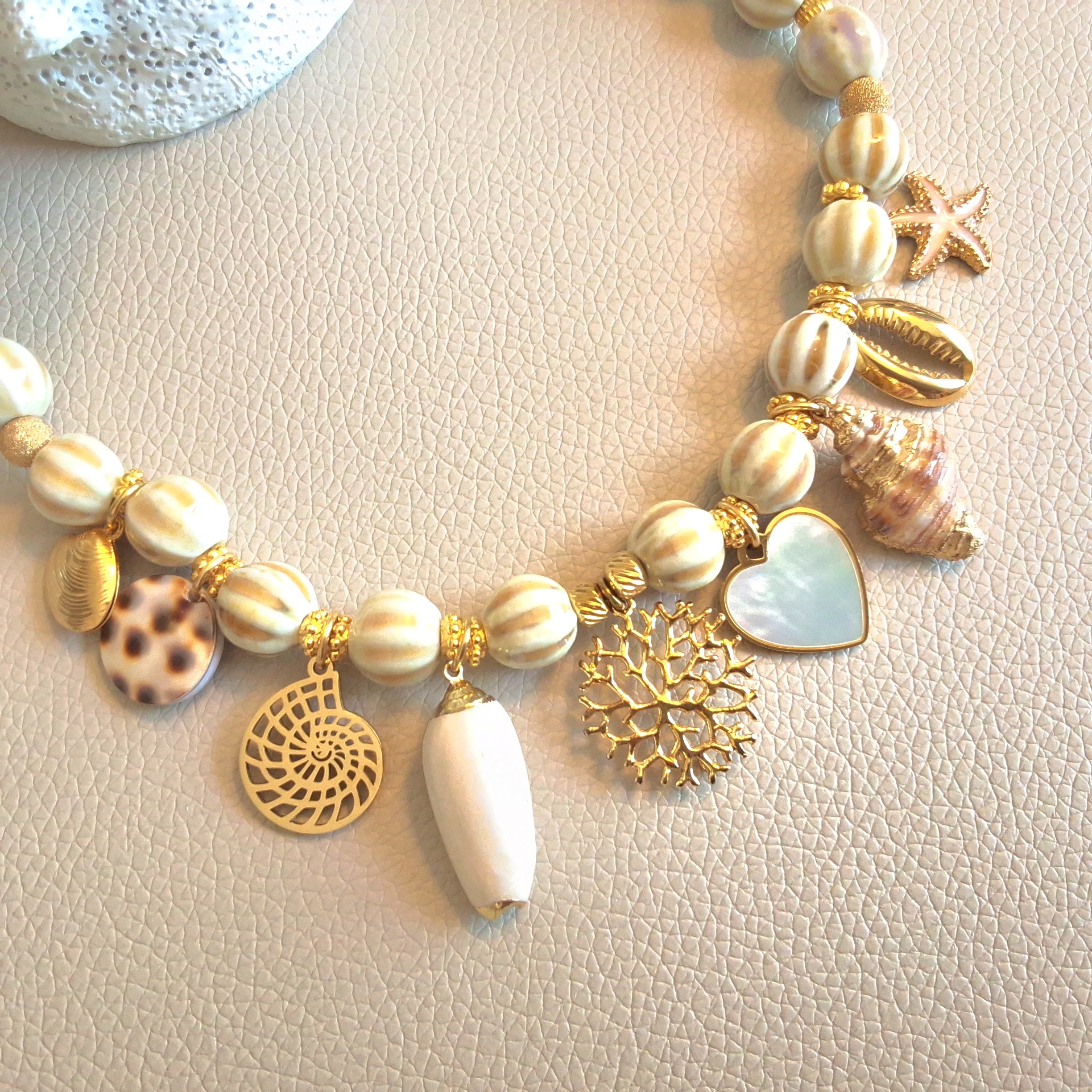 Ceramic necklace with charms