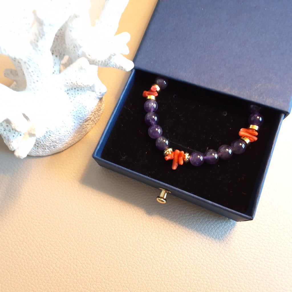 Bracelet améthyste et corail