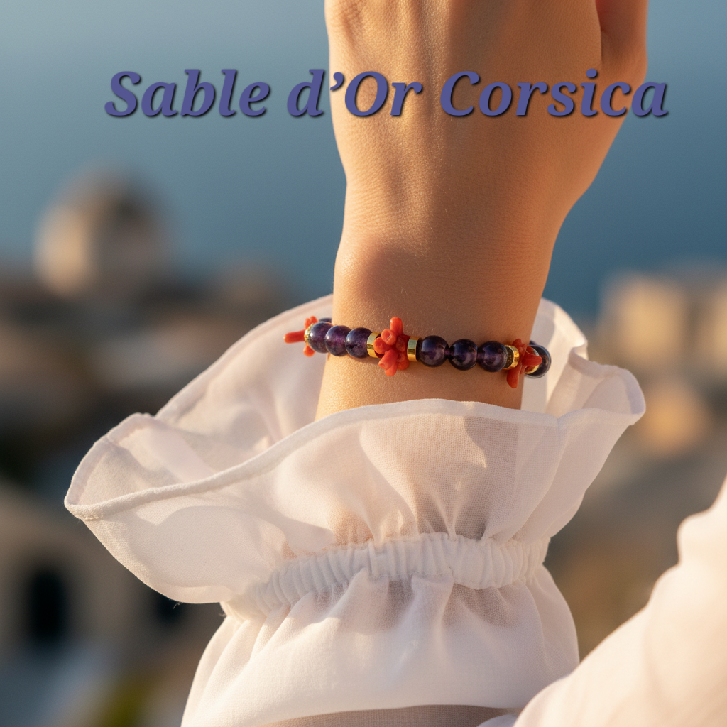 Bracelet améthyste et corail